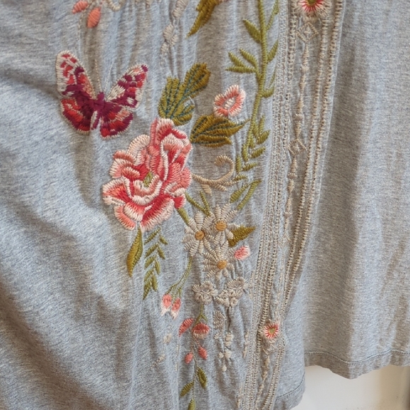 Johnny Was Gray and pink embroidered Boho Kimono Cardigan Women Sz 2XL - Picture 4 of 10